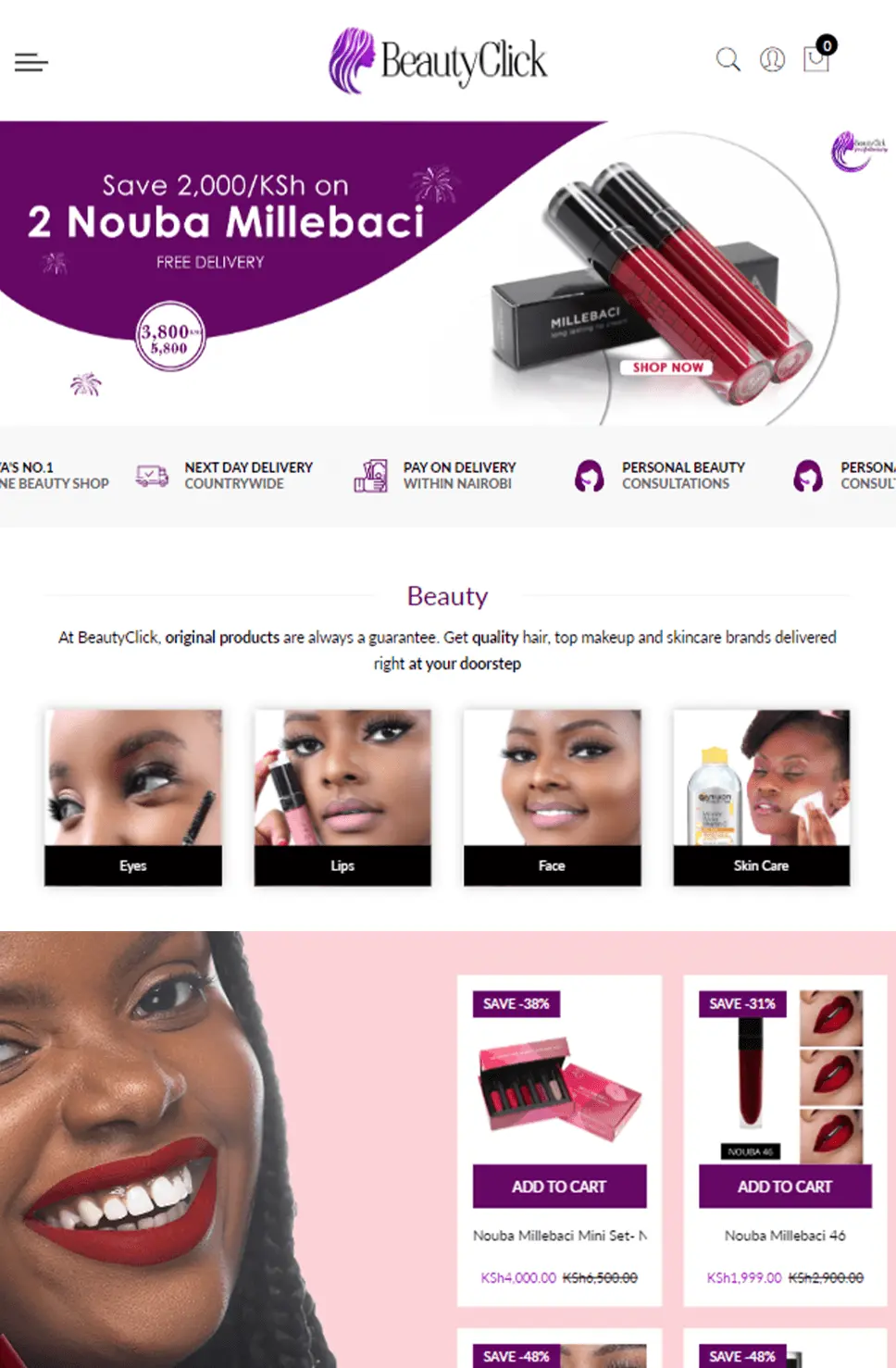BeautyClick Tablet Responsive Website Design
