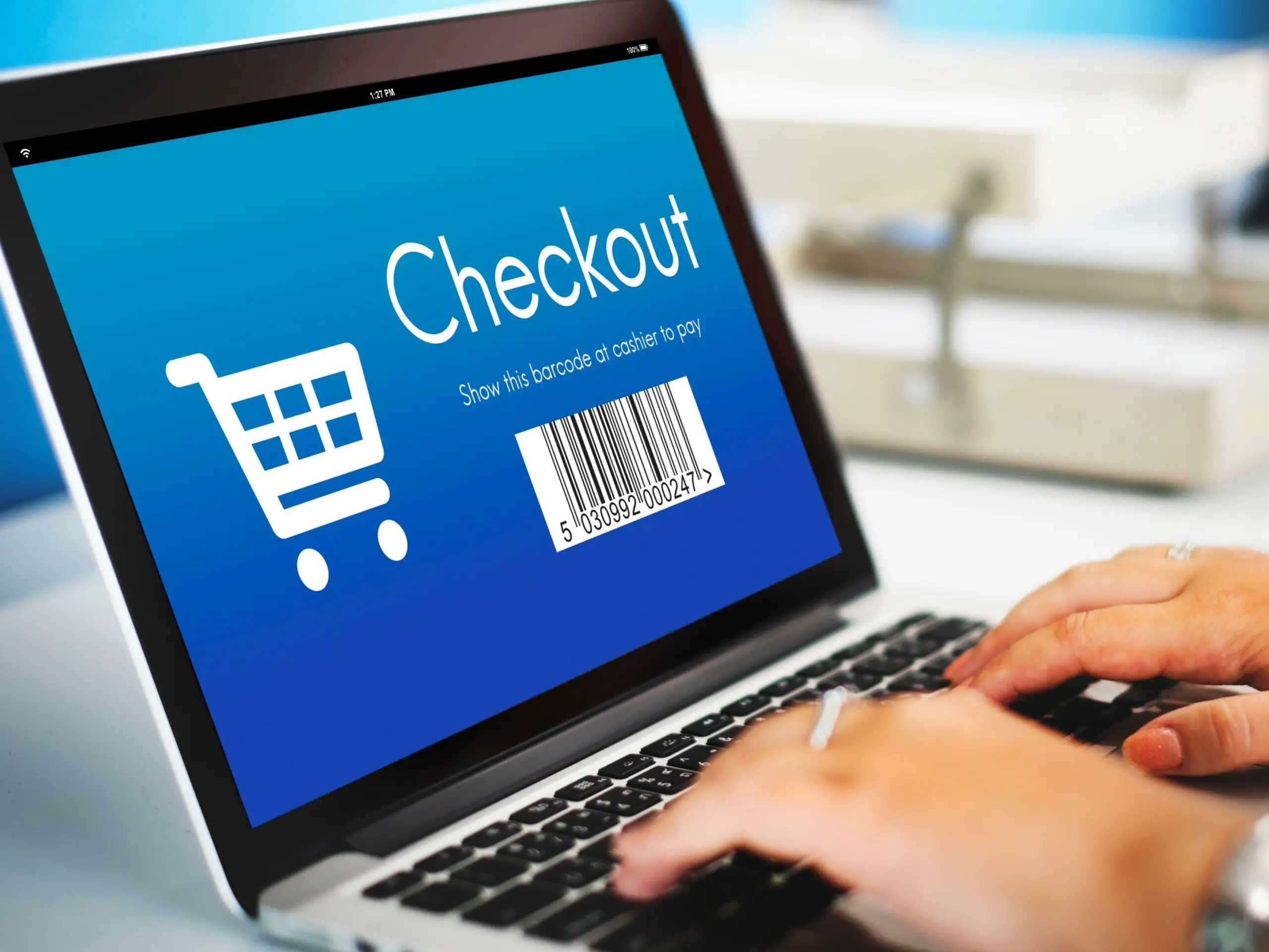 customer using a website with a seamless checkout experience scaled